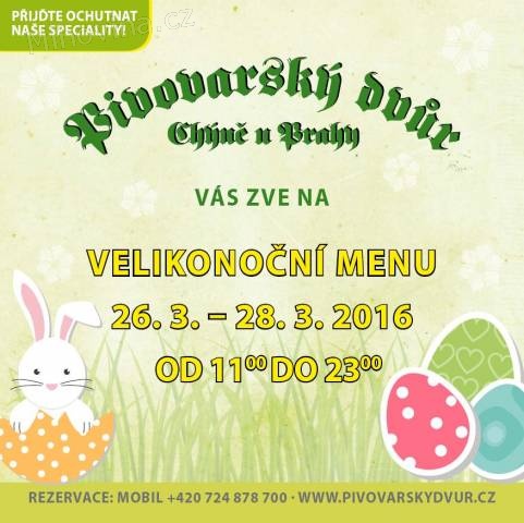 Vyhlášené velikonoční menu - Pivovarský dvůr