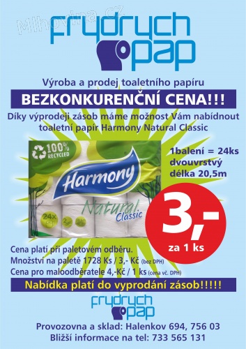 Toaletní papír za super cenu-výprodej skladu
