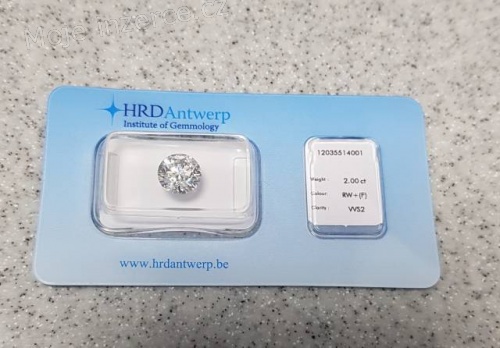Prodám přírodní diamant 2,00ct F a VVS2